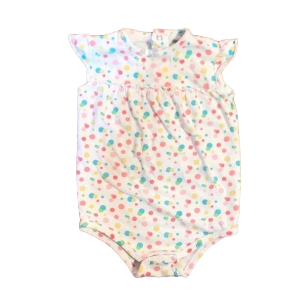 Okie Dokie Polka Dot Onesie White & Multi Colored Dots 12 Months - Picture 1 of 5